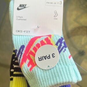 Nike Mint Crew Socks with Neon Pink, Yellow & Purple Accents